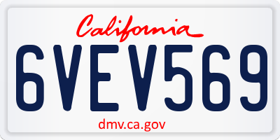 CA license plate 6VEV569