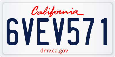 CA license plate 6VEV571