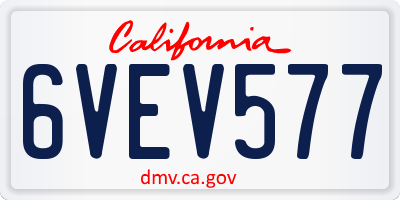 CA license plate 6VEV577