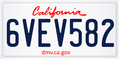 CA license plate 6VEV582