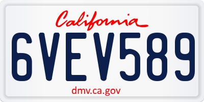 CA license plate 6VEV589