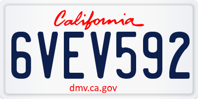 CA license plate 6VEV592