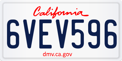 CA license plate 6VEV596