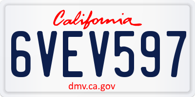 CA license plate 6VEV597