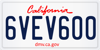 CA license plate 6VEV600