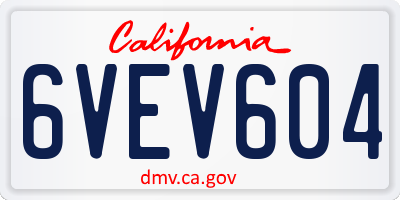 CA license plate 6VEV604