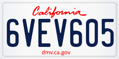 CA license plate 6VEV605