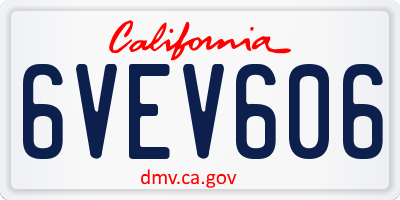 CA license plate 6VEV606