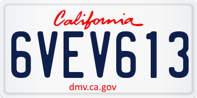 CA license plate 6VEV613