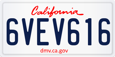 CA license plate 6VEV616