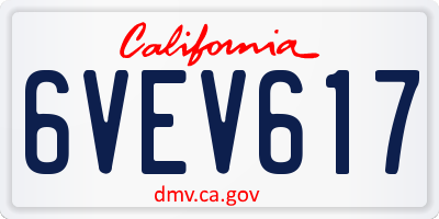 CA license plate 6VEV617