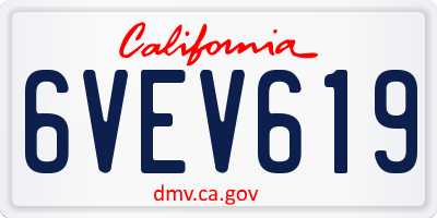 CA license plate 6VEV619