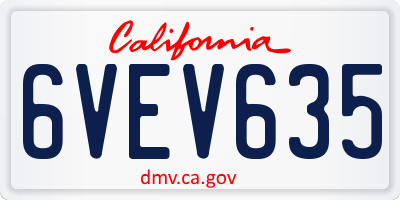 CA license plate 6VEV635
