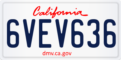 CA license plate 6VEV636
