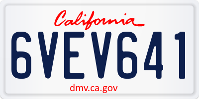 CA license plate 6VEV641