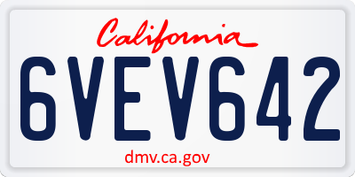 CA license plate 6VEV642