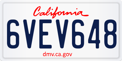 CA license plate 6VEV648