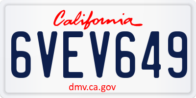 CA license plate 6VEV649