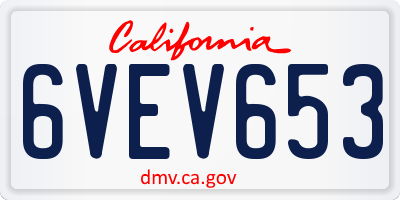 CA license plate 6VEV653