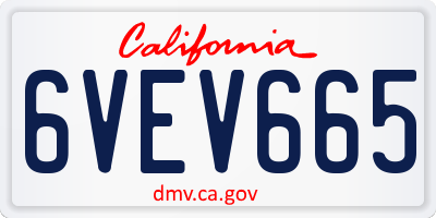 CA license plate 6VEV665