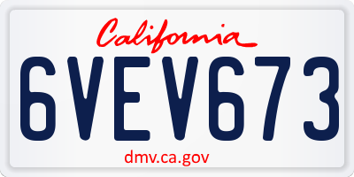 CA license plate 6VEV673