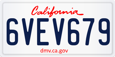 CA license plate 6VEV679