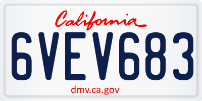 CA license plate 6VEV683