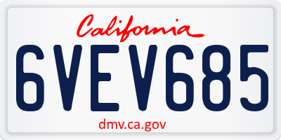 CA license plate 6VEV685