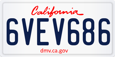 CA license plate 6VEV686