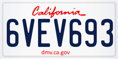 CA license plate 6VEV693