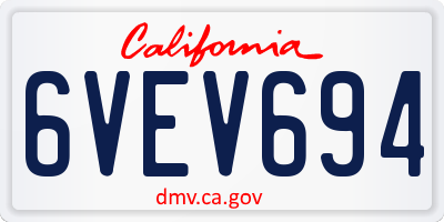 CA license plate 6VEV694