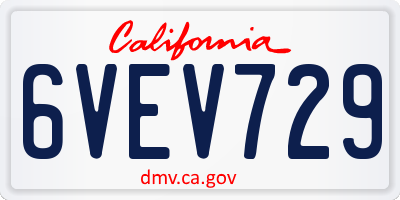 CA license plate 6VEV729