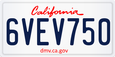 CA license plate 6VEV750