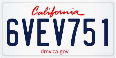 CA license plate 6VEV751