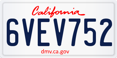 CA license plate 6VEV752