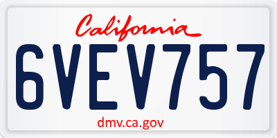 CA license plate 6VEV757