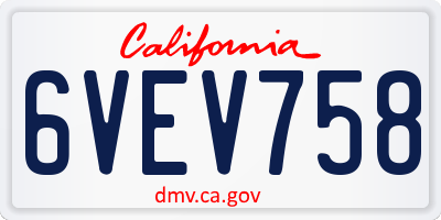 CA license plate 6VEV758