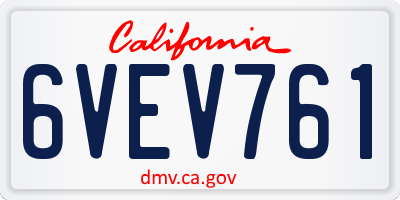 CA license plate 6VEV761
