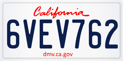 CA license plate 6VEV762