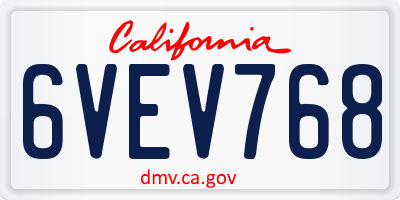 CA license plate 6VEV768