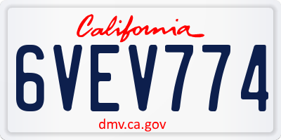 CA license plate 6VEV774