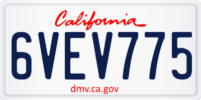 CA license plate 6VEV775