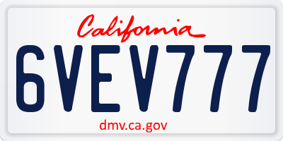 CA license plate 6VEV777