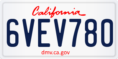 CA license plate 6VEV780
