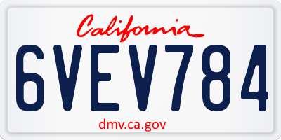 CA license plate 6VEV784