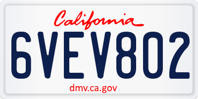 CA license plate 6VEV802