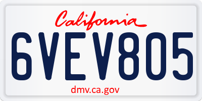 CA license plate 6VEV805