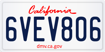 CA license plate 6VEV806