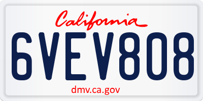 CA license plate 6VEV808
