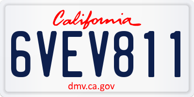CA license plate 6VEV811